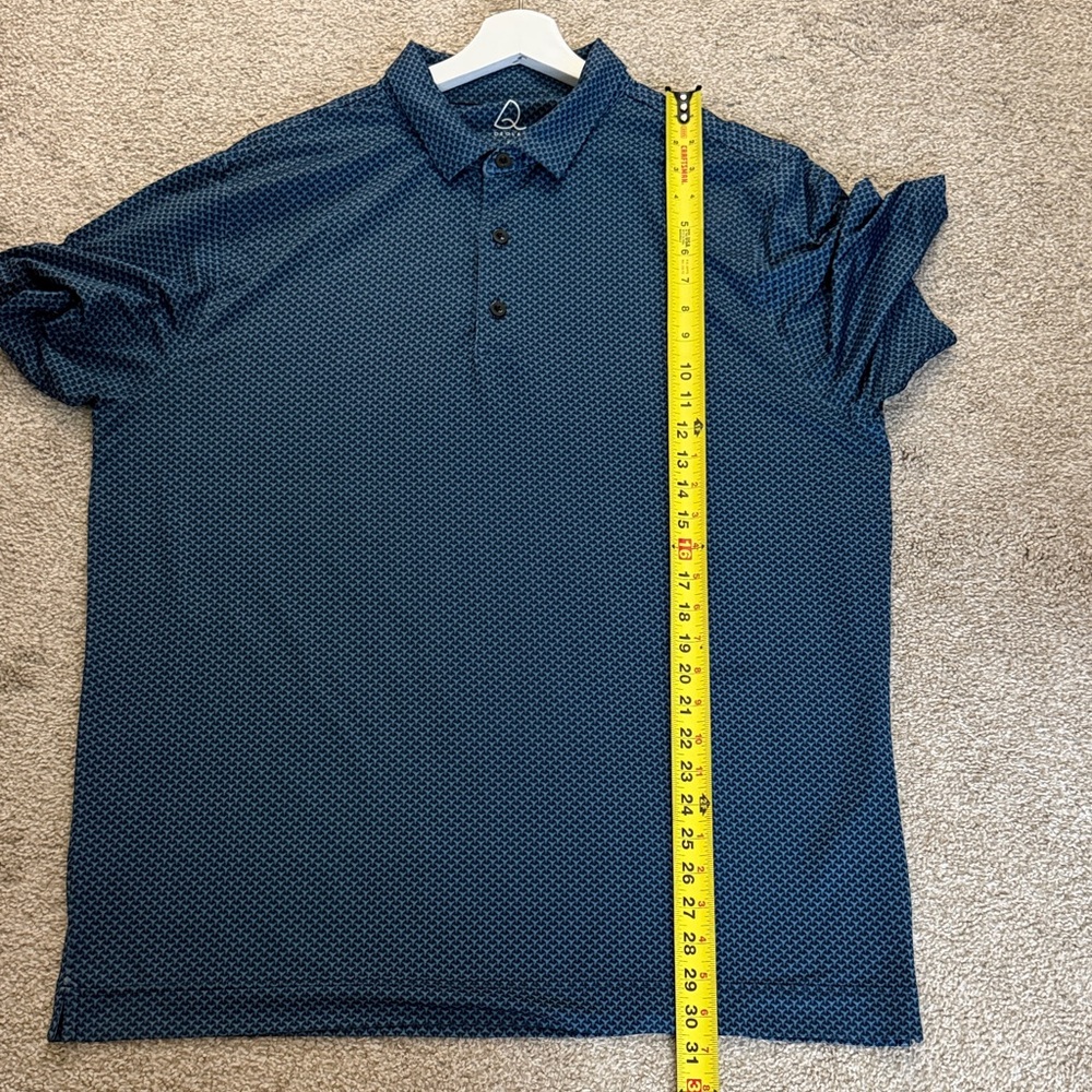 Deolax Men XL Blue Patterned Geometric Short Sleeve‎ Polo Golf Shirt - Picture 7 of 11
